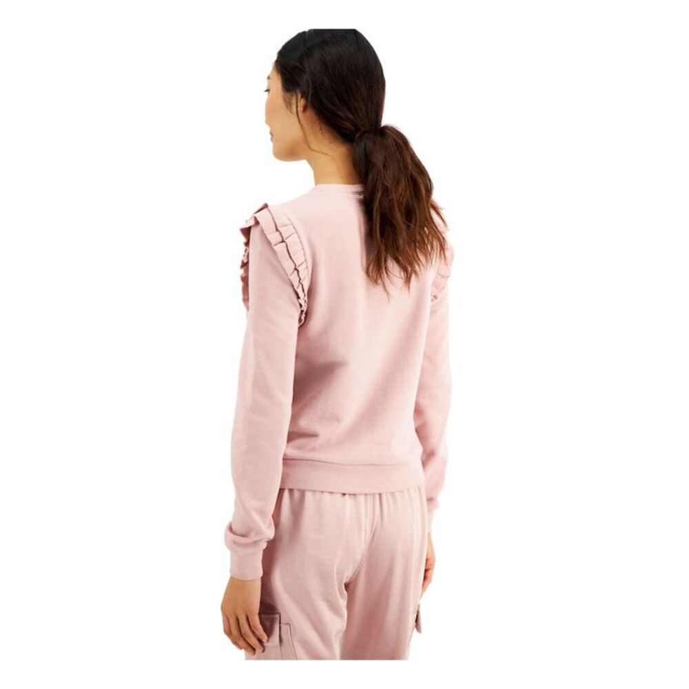 INC Womens Pink Embellished Ruffled Printed Sweatshirt S - Picture 2 of 4